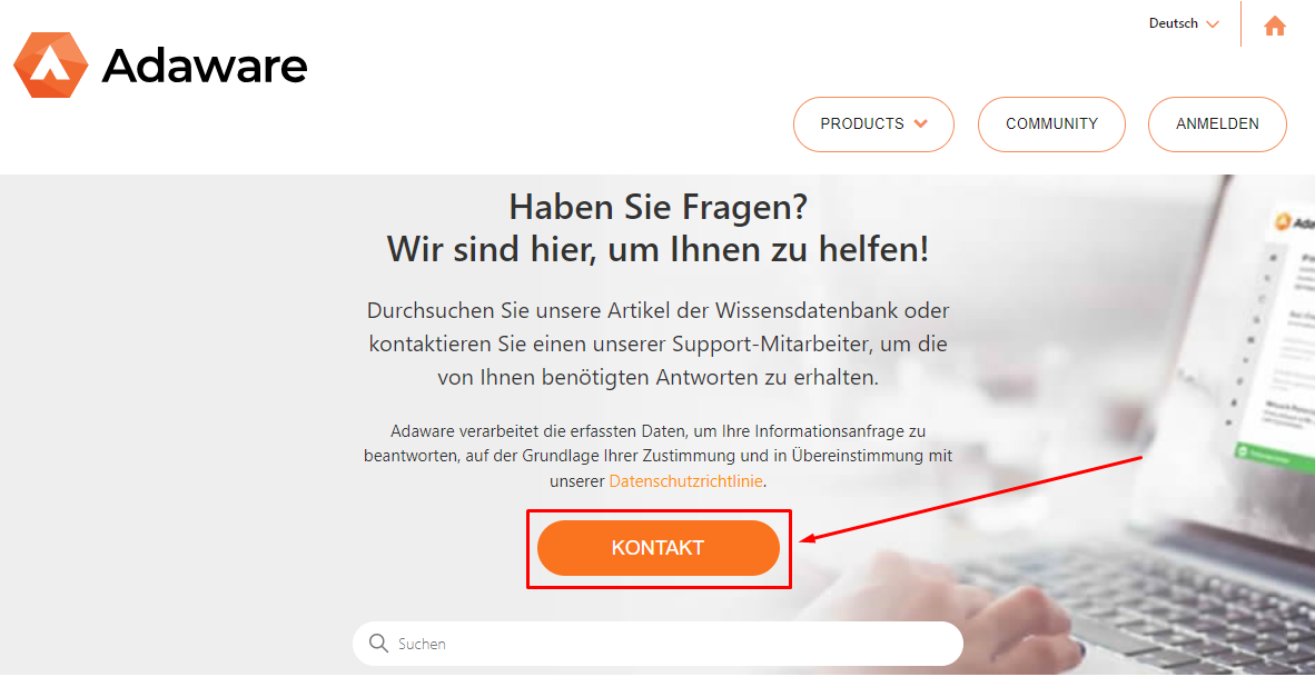 Wie kontaktiere ich den KundenSupport? Adaware