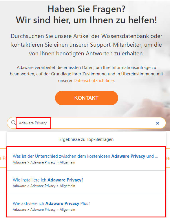 Wie kontaktiere ich den KundenSupport? Adaware
